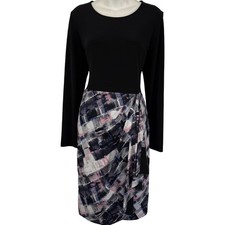 DKNY Donna Karen New York Long Sleeve Stretch Knee Length Print Dress sz M