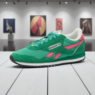 Reebok Classic AZ Nylon Green/Green/Pink Retro Sneakers Size 8 