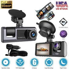 HD 1080P Car Dual Lens Dash Cam Front/Rear/Inside Video Recorder Camera G-sensor