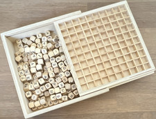 Scrabble Zubehör Holz Buchstaben- & Zahlensteine mit Aufbewahrungsbox & Einsatz