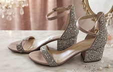 Blue by Betsey Johnson SB Hanna Crystal Block Heel Sandals Women  s 7M Bridal