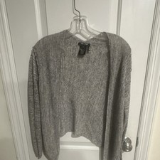 NIC+ZOE Women s XS Gray Solid Knit Open Front...