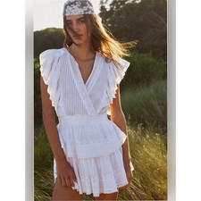 LoveShackFancy Gwen Heritage Mini Dress White Eyelet Ruffle Tiered Skirt XS
