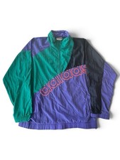 VTG 90s Adidas Spellout Big Trefoil Windbreaker Jacket Half Zip Large 6088
