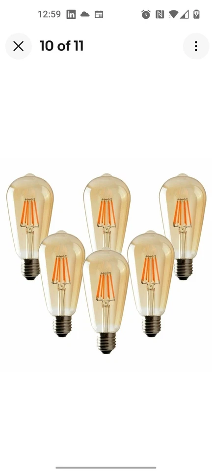5 x ST64 E27 Edison Vintage LED Chandelier Lamp Light Bulb 4W/8W Dimmable Bulbs - Image 3 of 3