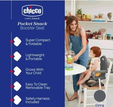 CHICCO POCKET SNACK BOOSTER SEAT PORTABLE LOW/ HIGH CHAIR KIDS BABY