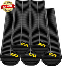 Trench Drain System 5 Pack, Channel Drain with Plastic Grate 5.7 X 3.1 in HDPE D