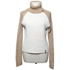 4Wards, Rollkragenpullover, Größe: 36/38, Beige/Weiß, Rippenstrick, Damen #PsK