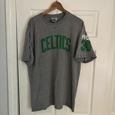 Paul Pierce 34 Boston Celtics NBA Nike Vintage 90s Gray Green T-Shirt Large