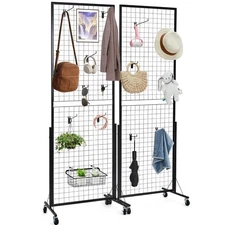 67" Portable Gridwall Panel Racks Display Stand Rack, 2 Panels, Triangle T-Base