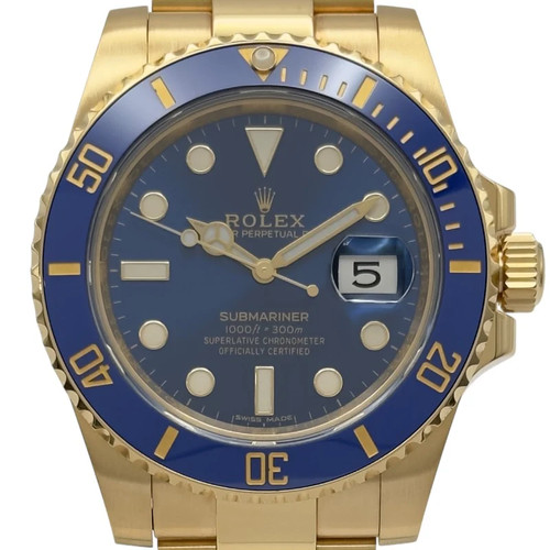 ROLEX Submariner 116618LB 40mm Gold Blue Watch OKW995