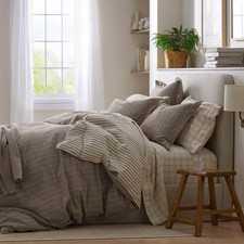 Tailored Stripes Plaids Premium Breathable Washed Linen Cotton Fitted Bed Sheet