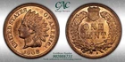CACG MS-64 RB 1908-S Indian Head Cent, Cartwheeling,Predominantly Red, Key-Date!