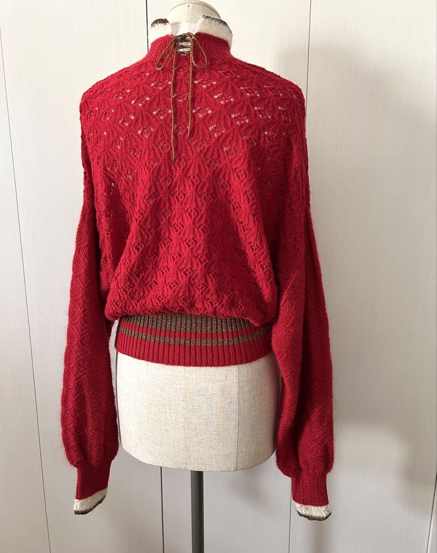 ニット/セーター mame - 18aw mamekurogouchi Crochet Knit Sweater Mame Kurogouchi Mohair Crochet Knit Sweater Red 2018AW Rare