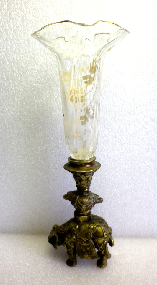 Ancien SOLIFLORE éléphant en bronze ,pique fleurs ,vase - Photo 3/4