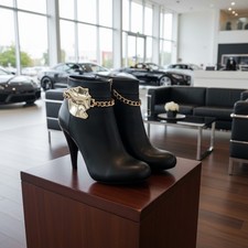 Women 2PCS Gold Metal Boot Chain Bracelet Artsy Charm Sculpture Shoe Anklet