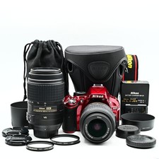 Nikon D5200 24.1MP Digital SLR Red /18-55mm & 55-300mm VR [Mint / 128 shots]