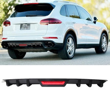 Matte Black Rear Bumper Diffuser W Led Brake Light For Porsche Cayenne N