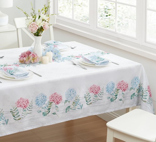 Easter Blue and Pink Hydrangea Sketch Square 54 x 54 Inch Fabric Tablecloth, ... - 第 4/9 張圖片