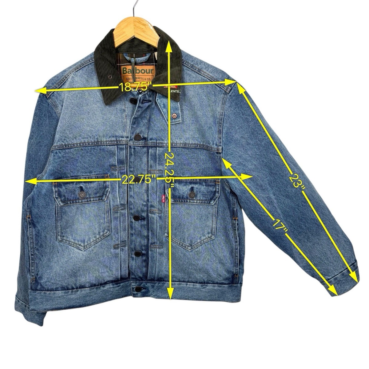 Barbour x Levi's Type 2 Denim Jacket Vintage Wash XS Fits S Levis