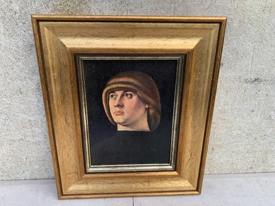 Bellini VTG Reproduction Print on Board portrait Of A young man Framed At 14X16''