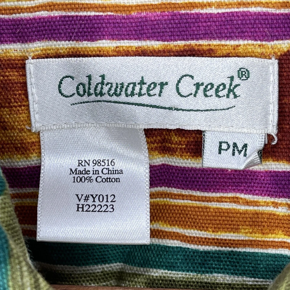 Chaqueta Coldwater Creek Arco Iris Mujer Talla M Pequeña Rayas Retro Algodón Cremallera Foto 4 de 4