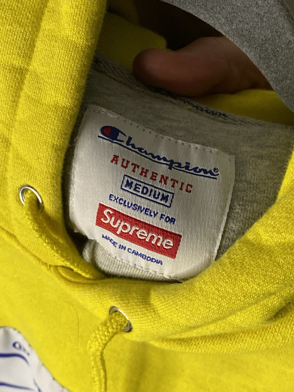 Supreme Champion Label Hooded Sweatshirt Yellow M image 4