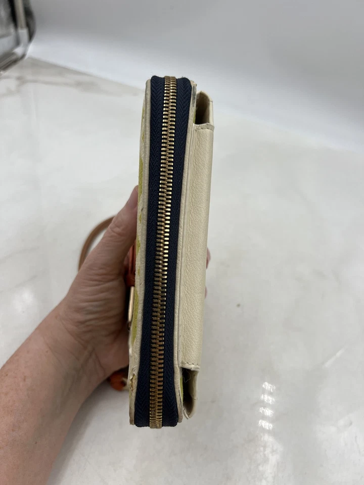 Cartera sin asas Spartina 449 para mujer cuero lino natural muñeca cartera geométrica Foto 4 de 4