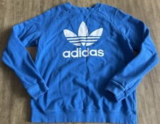 Adidas Trefoil Sweatshirt Women's Large Long Sleeve Crewneck Fleece Blue