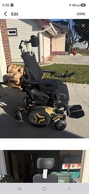 Permobil M3 Corpus Power Wheelchair, Joystick, Headrest, Footrests, Black/Gold