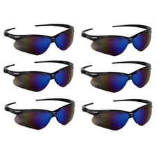 KleenGuard V30 Nemesis Safety Glasses Black Frame Blue Mirror Lens 6 Pair