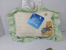 Embordered Winne The POOH Keepsake Birth Announcement Pillow NWT 2008 Disney