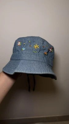 Fischerhut bucket hat in Denim Optik aus Baumwollte mit Perlenstickerei Gr. 54 - Bild 1 von 4