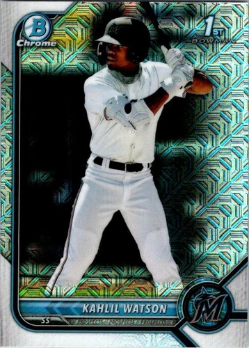 2022 Bowman Chrome Khalil Watson Mega Box Mojo Refractor 1st RC Marlins #BCP-3