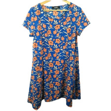 LuLus Womens Dress Size L Blue Peach Floral Short Made in USA