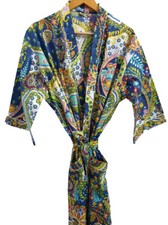 Oversize Cotton Kaftan Caridgan Open Top Kimono Frida Kahlo Bird Bathrobe Beach