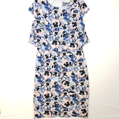 Phase Eight Bodycon Dress UK 10 Floral Blue Sheath Wedding Cocktail Sleeveless - Picture 4 of 12