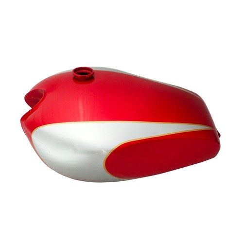 Fits Triumph T160 Cherry & Silver Painted Aluminum Petrol Fuel Gas Tank - Picture 2 of 5