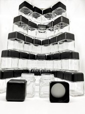 3oz Child Resistant SQUARE Glass Jars For One Eighth or 3.5g Flower 32 Pack