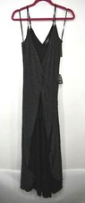 Lulus Womens Shimmery Plunging Neck Adjustable Straps Tie-Waist 'Wrap Dress S