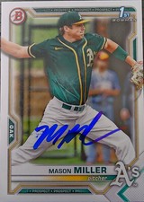 Mason Miller Autographed 2021 Bowman Paper BD85 Rookie Card Beckett COA
