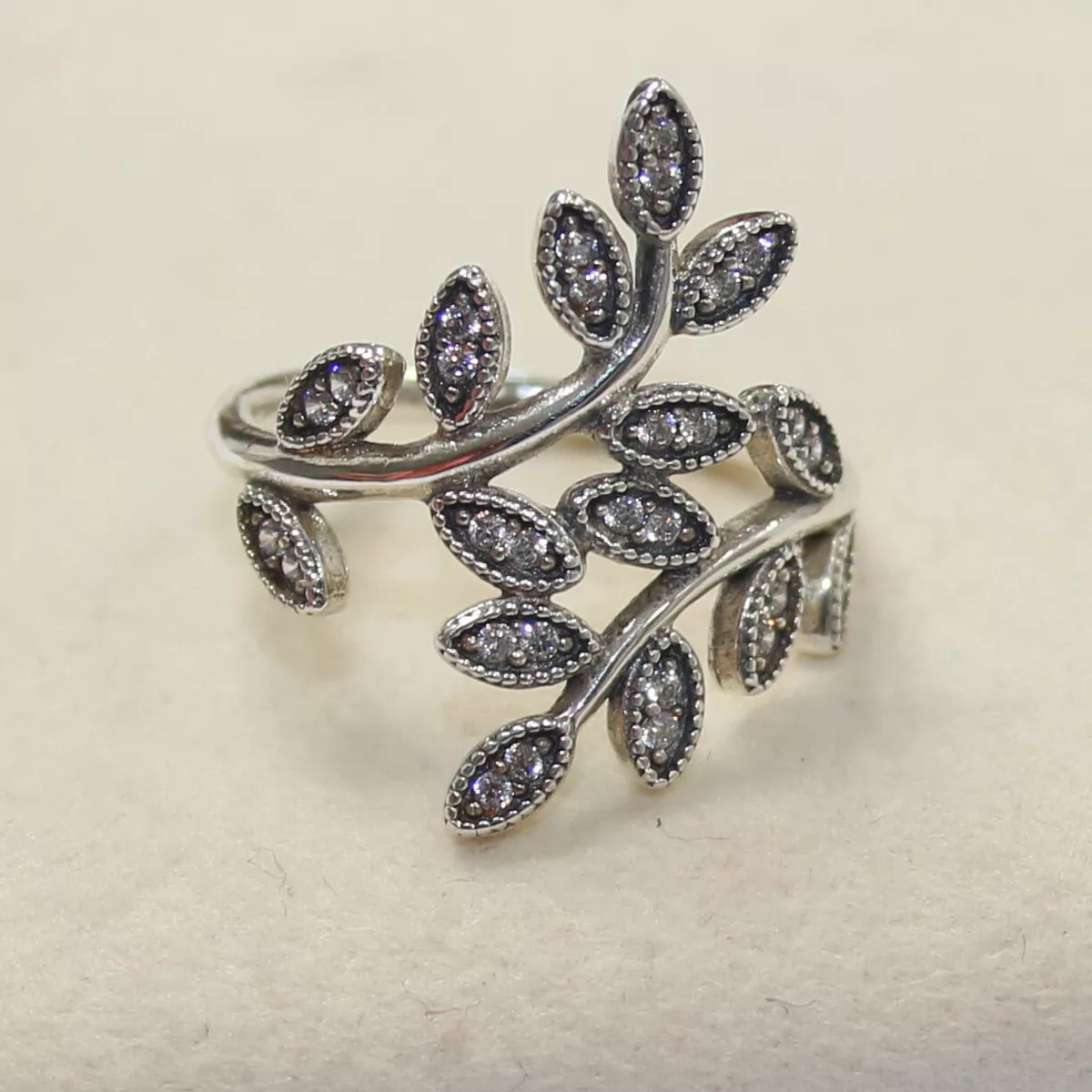 925 Silver Fronds Leaf ring CUBIQ ZIRCONIA diamond cut Ring – Radhamahi