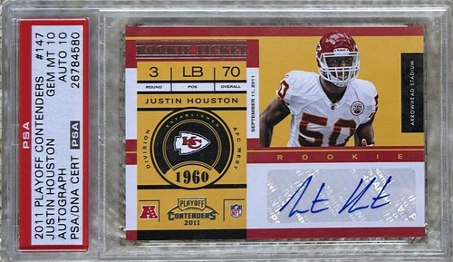 2011 PLAYOFF CONTENDERS AUTO JUSTIN HOUSTON RC PSA 10 POP 3