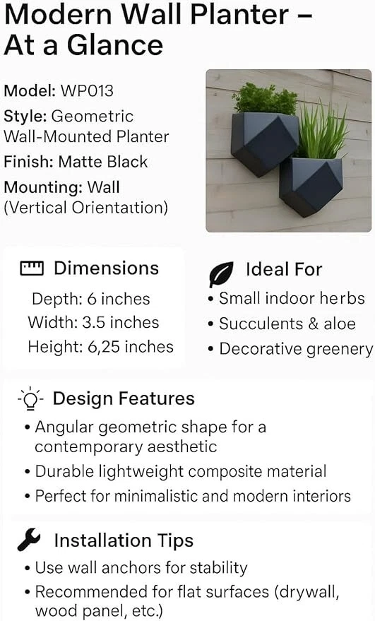 Macetas de Pared Geométricas Modernas para Interior y Exterior (Juego de 2) Foto 2 de 4