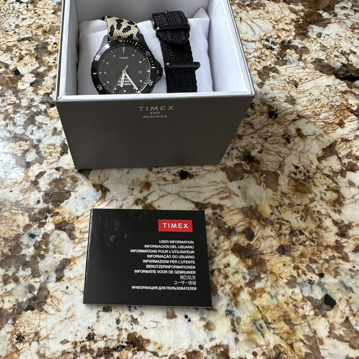 END. x Timex x Wacko Maria Guilty Parties Navi 38mm Watch Quartz Leopard &  Black