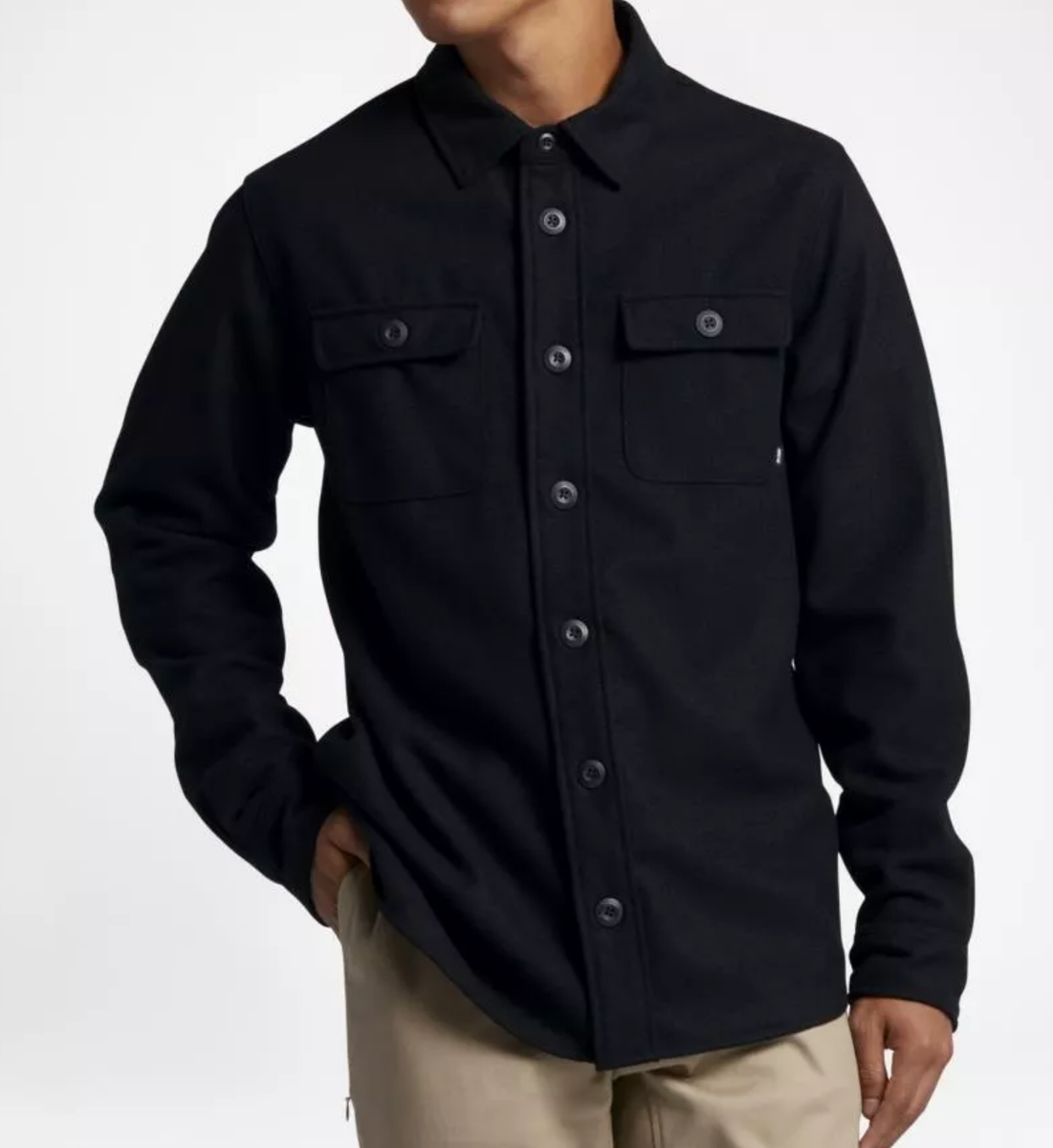 Nike SB Holgate Yarn-Dye Wool Men Button Shirt Black 828068 - Main Image