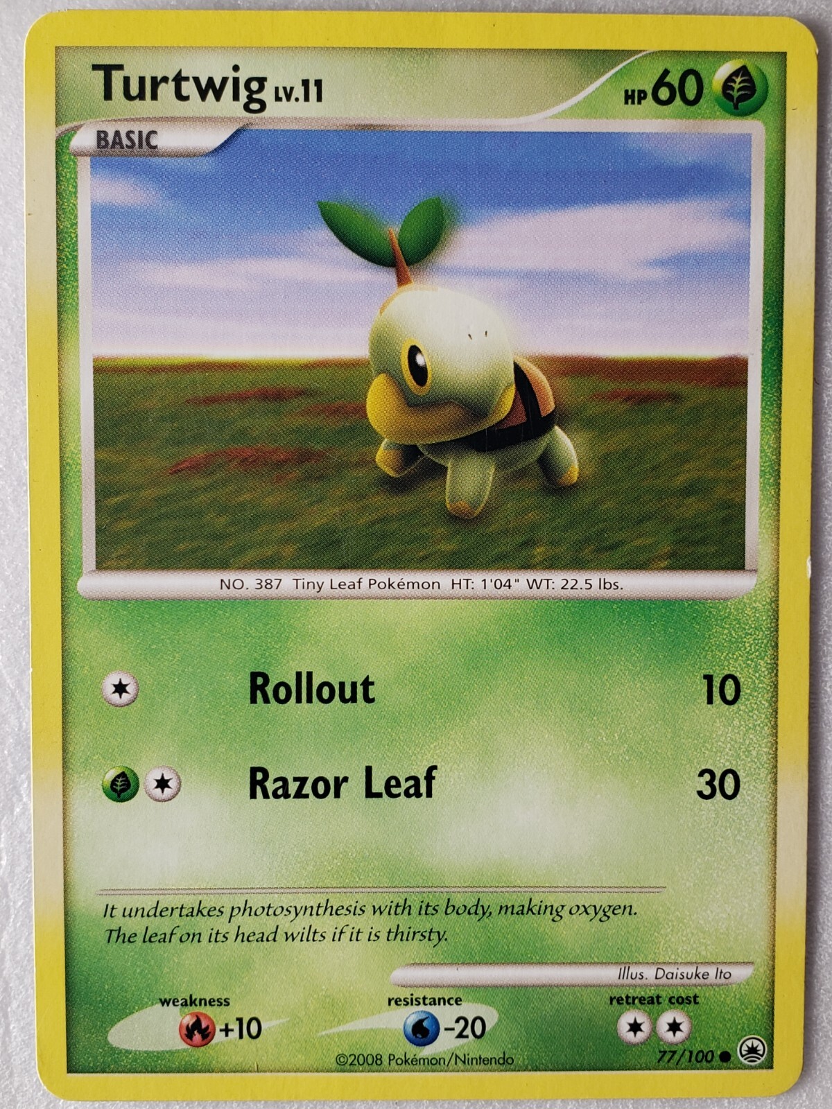 Turtwig 77/100 LP - Majestic Dawn Pokemon Card - Daisuke Ito Art