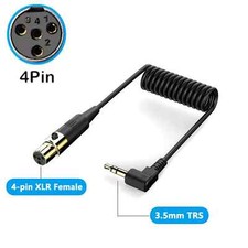 Angled Mini XLR 4Pin Female to 3.5mm TRS Stereo Audio Plug Coiled Spiral Cable