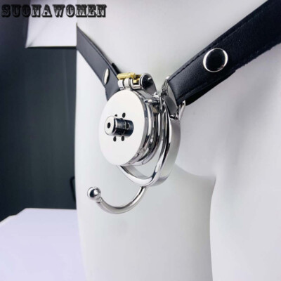 High Quality Flat Chastity Cage with Built-in Lock Metal Rings Stainless Steel