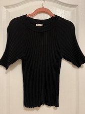 Intimately Women's Thin Knit Ribbed Short Sleeve Shirt Size S Color Black NWT